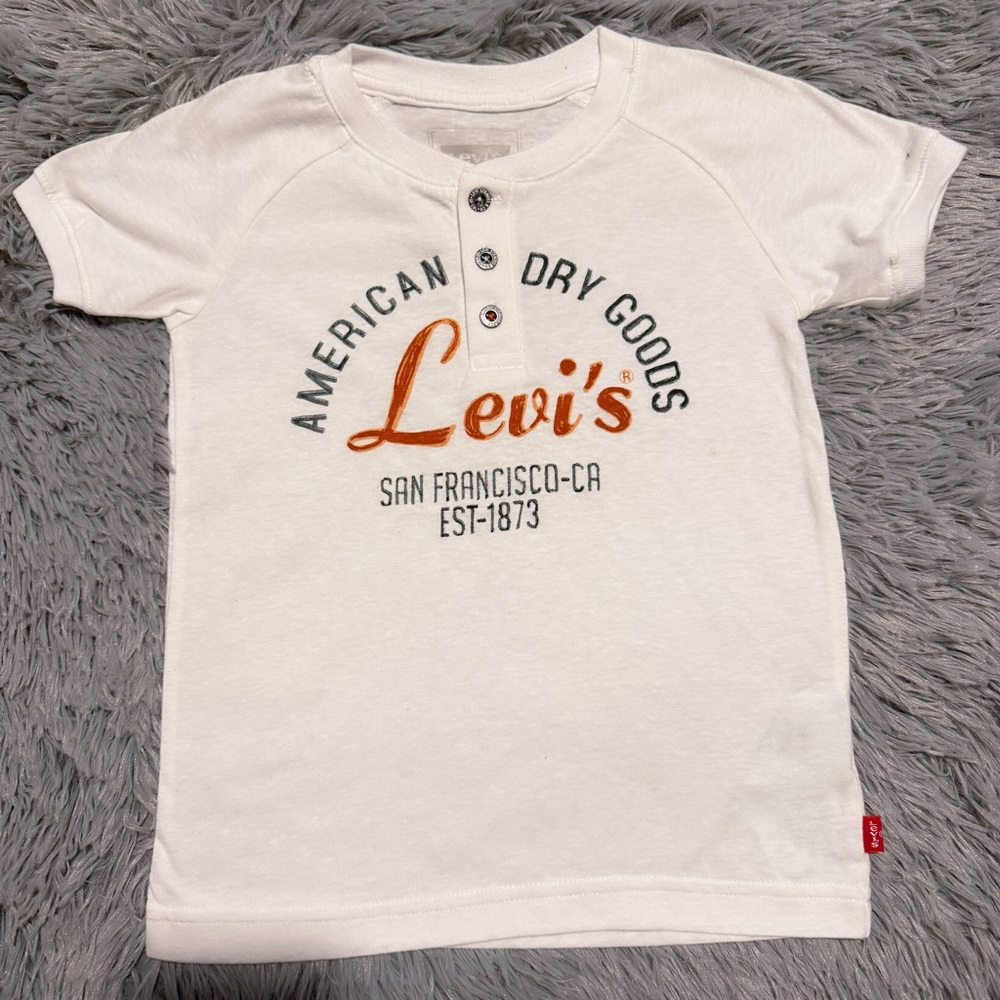 Kids Levi's White Short Sleeve Henley Tee